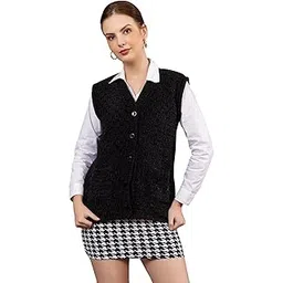 wear lusso Women’s Woolen Sleeveless Cardigan | Stylish Button-Down Knit Sweater Vest with Pockets | Winter Layering Outfit for Girls & Ladies-picture-34