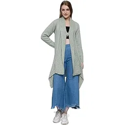 wear lusso Women’s Woolen V-Neck Open Front Shrug Cardigan | Long Sleeve Winter Sweater for Girls & Ladies | Stylish Warm Outerwear in Trendy Colors-picture-11