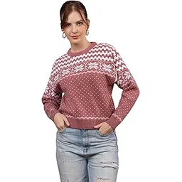 wear lusso Women’s Woolen Winter Sweater | Stylish Round Neck Pullover with Nordic Knit Pattern | Cozy Full Sleeve Casual Knitwear for Girls & Ladies-picture-14