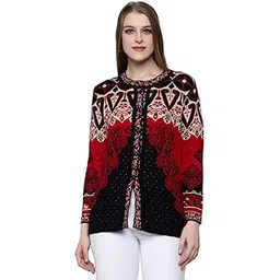 wear lusso Women's Woolen Wool Fullsleeve Winter Wear Self Design, Floral Printed Buttoned Cardigan Sweater-picture-30