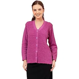 wear lusso Women’s V-Neck Woolen Cardigan | Stylish Button-Down Front Open Sweater | Cozy Full Sleeve Winter Wear for Girls & Ladies image 1
