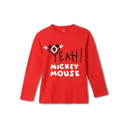 Wear Your Mind Boys Mickey Mouse Printed Pure Cotton Applique T-shirt-picture-36