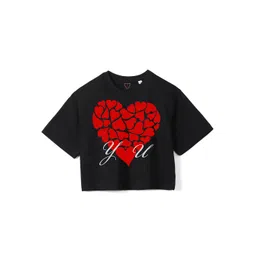 Wear Your Mind Girls Conversational Printed Pure Cotton Boxy T-shirt-picture-33