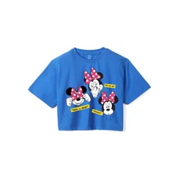 Wear Your Mind Girls Minnie Mouse Printed Pure Cotton Applique Boxy T-shirt-picture-32