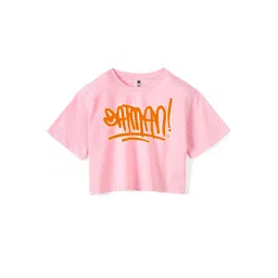 Wear Your Mind Girls Printed Pure Cotton Boxy T-shirt-picture-12