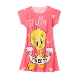 Wear Your Mind Girls Tweety Printed Cotton T-shirt Dress-picture-21