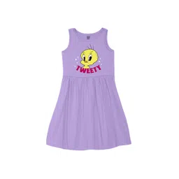Wear Your Mind Girls Tweety Printed Pure Cotton A-Line Dress-picture-23