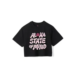 Wear Your Mind Girls Typography Printed Pure Cotton Boxy T-shirt-picture-36