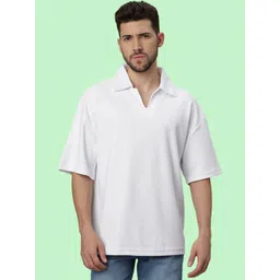Wear Your Opinion Men Solid Polo Collar Oversized T-shirt-picture-29