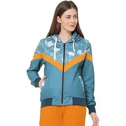 wear your opinion Womens Printed Zipper Hoodie (Design: Navy Terrazzo)-picture-20