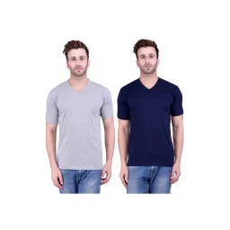 Weardo Grey & Navy Blue Cotton T-Shirt-picture-20