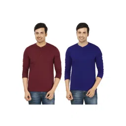 Weardo Maroon & Royal Blue Cotton T-Shirt-picture-12