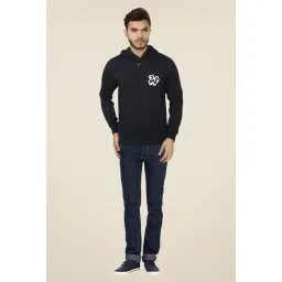 Weardo Navy Blue Printed Hooded Sweatshirt-picture-13