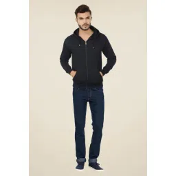 Weardo Navy Blue Solid Hooded Sweatshirt-picture-11