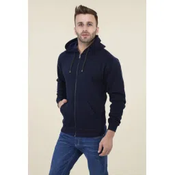 Weardo Navy Solid Hooded Sweatshirt image 4