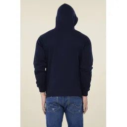 Weardo Navy Solid Hooded Sweatshirt image 2