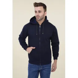 Weardo Navy Solid Hooded Sweatshirt image 3
