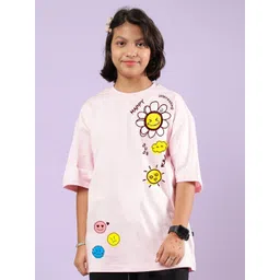 WEARDUDS Infant Kids Printed Round Neck Drop-Shoulder Sleeves Pure Cotton Oversized Tshirt-picture-40