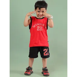 WEARDUDS Kids Printed Round Neck Pure Cotton T-Shirt With Shorts-picture-10