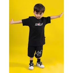 WEARDUDS Kids Printed Round Neck Pure Cotton T-Shirt With Shorts-picture-12