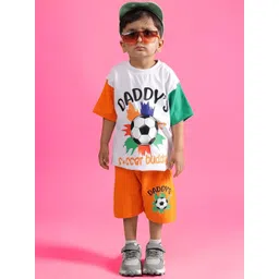 WEARDUDS Kids Printed Round Neck Pure Cotton T-Shirt With Shorts-picture-17