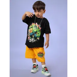 WEARDUDS Kids Printed Round Neck Pure Cotton T-Shirt With Shorts-picture-18