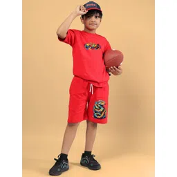 WEARDUDS Kids Printed Round Neck Pure Cotton T-Shirt With Shorts-picture-33