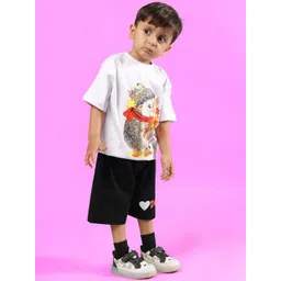 WEARDUDS Kids Printed Round Neck Pure Cotton T-Shirt With Shorts image 3