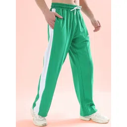 WEARDUDS Men Self Design Mid Rise Side Seam Pleated Cotton Relaxed Fit Track Pants image 4