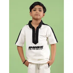 WEARDUDS Unisex Typography Printed Polo Collar Pure Cotton Relaxed Fit T-shirt-picture-56