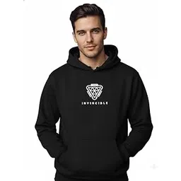wearzy Iron Man Inspired Black Hoodie for Men & Boys with White Arc Reactor Chest Graphic Warm Fleece Winter Sweatshirt with Soft Cotton Blend, Hood & Kangaroo Pocket-picture-48