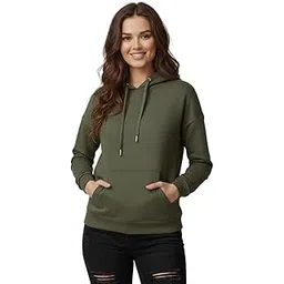 wearzy Women’s Premium Olive Green Hoodie Premium Soft Cotton Fleece Winter Sweatshirt with Kangaroo Pocket & Cozy Relaxed Fit for Everyday Casual Style-picture-20