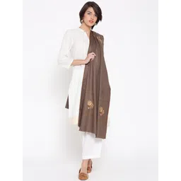 WEAVERS VILLA Brown Floral Embroidered Shawl-picture-33