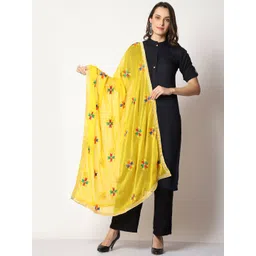 WEAVERS VILLA Floral Embroidered Dupatta with Phulkari-picture-20