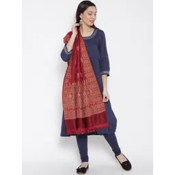 WEAVERS VILLA Maroon Woven Design Shawl-picture-17