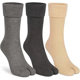 weavers villa Men & Women's Heavy-Quality Woollen Thumb Winter Socks, Calf-Length/Mid-Calf | Towel Knit Inside | Set of 3 Dusty Shades-picture-12