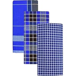 weavers villa Men's Cotton Multi Color Lungis for Men 2 meter (Set of 3, Multi Colour) || Assorted Checks or Colours-picture-36