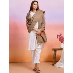 WEAVERS VILLA Striped Woven Design Shawl With Tassels Border-picture-18