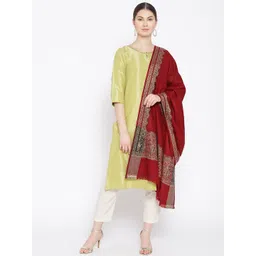 WEAVERS VILLA Women Maroon Woven Design Shawl-picture-40