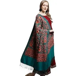 weavers villa Women's Kashmiri Aari Embroided Cashmilon Stoles, Shawls, Wraps (75cm X 200cm)-picture-25