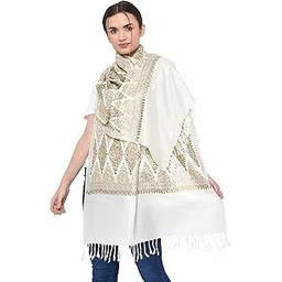 weavers villa Women's Kashmiri Aari Embroided Cashmilon Stoles, Shawls, Wraps (SIZE: 30" X 80")-picture-51