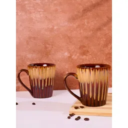 WEAVING HOMES Brown & Beige Printed Ceramic Glossy Cups Set of Cups and Mugs-picture-28