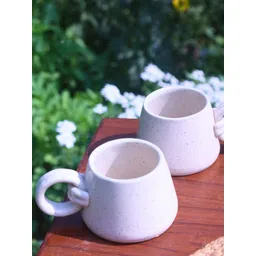WEAVING HOMES White & Black 2 Pieces Ceramic Glossy Knotted Handle Mugs-200 ml Each-picture-12