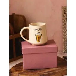 WEAVING HOMES White & Black Kadak Printed Ceramic Glossy Mug With Gift Box-250 ml-picture-4