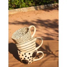 WEAVING HOMES White & Black Printed Ceramic Glossy Cups Set of Cups and Mugs-picture-10