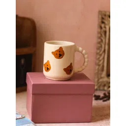 WEAVING HOMES White & Brown Teddy Bear Printed Ceramic Glossy Mug With Gift Box-250 ml-picture-10