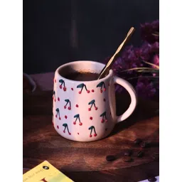 WEAVING HOMES White & Green Floral Printed Ceramic Glossy Mug-250 ML-picture-36