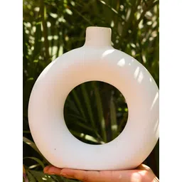 WEAVING HOMES White Ceramic Round  Vase-picture-53