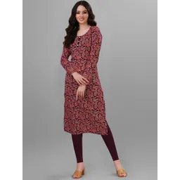 WEAVLLITE Floral Printed Block Print Pure Cotton Kurta-image-9