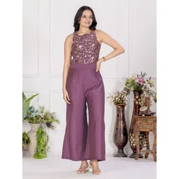 WEAVLLITE Women Self Design Embroidered Basic Jumpsuit image 1